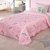 Delindo Lifestyle® Kinderzimmer Tagesdecke Bettüberwurf Kitty, für Kinder Einzelbett, für Mädchen, 170x210 cm, rosa