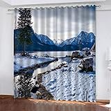 Blickdichte Gardinen Verdunkelungsvorhang Schneebergfluss - Lichtundurchlässige Vorhang Mit Ösen 3D Gedruckt Polyester Vorhänge Für Schlafzimmer Geräuschreduzierung 2 X 170(B)X200(H) Cm - Vorhang Für