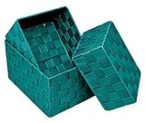 Lashuma Badkörbe 3er Set, Box Größen: 24x18x14 cm, 21x16x12 cm und 19x14x10 cm, Offene Regalkörbe Farbe: Türkis