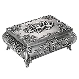 Sumnacon Aufbewahrungsbox für Schmuck, Metall, Antik-Schmuck, rechteckig, Aufbewahrungsbox für Ring, Halsketten, Ohrringe, Schmuck, Andenken, Organizer, Metall