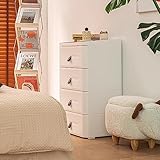 Nachttisch Weiss, Nachttisch Modern, Nachttisch mit Stauraum, Minimalistischer und Praktischer Beistelltisch (Color : 4 Drawers, Size : S)