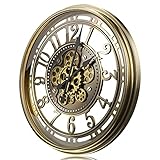 TOKTEKK Wanduhr Große 53cm mit Bewegliche Zahnrad, Vintage Retro Industriell Metall Wanduhr Romische Zahlen für Zimmer Zuhause KüChe Schlafzimmer Büro Schule (Retro Bronze)