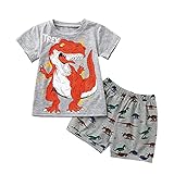 Julhold Sportkleidung Kinderkleidung Kinder Jungen Cartoon Kurzarmhemd + Shorts Bekleidungsset Sommeroberteile Und Hosen Zweiteilige(Grau,110)