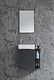 Home36® Bademöbel Set Cloud - Inklusive Waschbecken und Spiegel - 55 x 60 x 22 cm, Waschbecken mit Unterschrank, Waschtisch, Waschbeckenunterschrank Set, Badschrank (3. Grau)