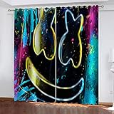LAMPPE Thermovorhänge Wohnzimmer Modern Blickdicht 3D Bunter Cartoondruck Muster H 230 X B 150 cm 2 Stücke Blickdicht Schlaufenschal Verdunkelungsvorhang Vorhänge Gardinen Mit Ösen Fensterdeko