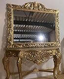 Casa Padrino Barock Konsole mit Marmorplatte und Spiegel Gold/Creme Grau - Prunkvolle Spiegelkonsole im Barockstil - Garderoben Möbel Barockstil - Barock Möbel - Edel & Prunkvoll