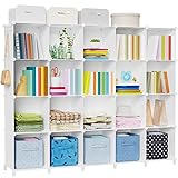 HOMIDEC Regalsystem Kleiderschrank aus Kunststoff, 20 Würfel Regal Schuhregal Modular Schrank Faltschrank Raumteiler, Aufbewahrung Organizer von Kleidung Schuhen Spielzeug Büchern für Schlafzimmer