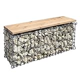 bellissa Gartenbank GABIONE - 97150 - Schmale Gabionenbank ohne Lehne - Garten-Bank, Sitzfläche aus Douglasien-Holz - 100 x 30 x 46 cm