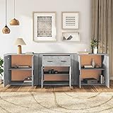 Tidyard 3 STK. Sideboard Schubladenschrank Beistellschrank Konsolenschrank Standschrank Komoden mit Schubladen Mehrzweckschrank Holzwerkstoff Betongrau