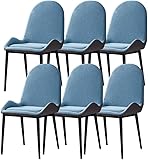 HAVMAK Moderne Küche, Esszimmerstühle, Set, Esszimmerstühle, 6 Stück, moderner wasserdichter Beistellstuhl aus PU-Leder mit Karbonstahl-Metallbeinen für Zuhause, kommerzielle Restaurants (Farbe: Blau)