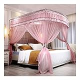 Betthimmel Sommer Betthimmel Moskitonetz for Einzelbett Doppelbett, Erwachsene Mädchen Prinzessin Zimmer Schlafzimmer dekorativer Bettvorhang mit Metallhalterung (Color : Pink, Size : 180X200X210cm