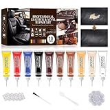 10 Farben Leder Reparatur Set, Kunstleder Reparaturset, Flüssigleder für Autositz, Möbel, Sofa Mäntel, Lederjacke, Lederpflege-Lederreparatur Creme (20ml*10)