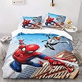 LKFFHAVD Spider-Man Bettwäsche-Sets, Marvel Avengers Spider Man Bettbezug 135x200 cm 3D-Druck Peter Parker Kinder Duvet Cover + Kissenbezüge (135 x 200CM,14)