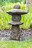 IDYL Granit Stein-Laterne Naturstein Lampe | Frostfest | Größe 70 cm |Grau | Handarbeit | Japanische Garten-Dekoration | Teichbeleuchtung Wegbeleuchtung | für Beleuchtung