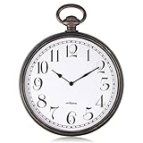 FISHTEC Design Wanduhr - Style Taschenuhr Vintage - Leichtes Ablesen Dank großer Zahlen - Funkgesteuert - Für Küche, Büro, Wohnzimmer 30 cm - Schwarz & Kupfer