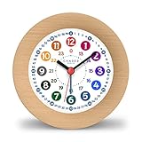 Cander Berlin MNU 11110 Kinderwecker Wecker Kinder lautlos Massivholz geräuschlos Licht Snooze Tischuhr Beleuchtung Kinderzimmer Jungen Mädchen