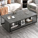 HczioN Couchtisch – Couchtisch Snack-Beistelltische, Mitteltisch mit Ablagefach und Metallrahmen – Gelegentlicher Esstisch, für das Wohnzimmer zu Hause,Grau
