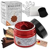 Binego® Lederreparatur Lederpflege Creme Set [50 ml] | Für Leder & Kunstleder Reparatur und Pflege | Reparaturset für Autositze, Sofa, Möbel, Schuhe, Handtaschen und mehr (Rot)
