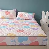Spannbettlaken 47 x 78inch, Sommer-Latex-Tierdruck-Tagesdecken-Kissenbezug, Dicker Matratzenschoner aus Eisseide, waschbares Kaninchen