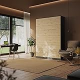 Schrankbett Standard 140x200 Vertikal Anthrazit/Wildeiche ausklappbares Wandbett, ideal geeignet als Wandklappbett fürs Gästezimmer, Büro, Wohnzimmer, Schlafzimmer