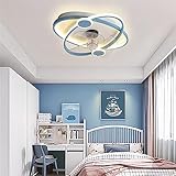 ATEEZ Deckenventilator mit Beleuchtung und Fernbedienung Kinder Leise Modernes Design Lampe Ventilator Dimmbar 3 Gang Reversibel DC Motor Deckenventilator mit Licht Schlafzimmer Wohnzimmer-Blue