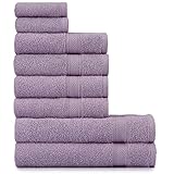 nottoc Handtücher Set Lila - Violett - Lavendel / 2 Badetücher + 4 Handtücher + 2 Gästetücher - Handtuch-Set 100% Baumwolle Saugfähige Superweiche Frottee Türkische Luxus - 8 Teilig