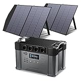 ALLPOWERS Tragbares Powerstation (S2000) 1500Wh 2000W AKKU Solargenerator Mobiler Stromspeicher Power Station(4000W Spitzenwert) mit 2x 100W Faltbares Solarpanel für Home Notfall Camping RV Reise