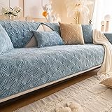 Modmetal Ecksofabezug für 3/2/1/4-Sitzer,L-förmiger Couchbezug,samtdicker Sofaschutz,rutschfest,wendbar,gesteppt,Eckbezug,waschbar,für Sofagarnitur,Blau-70 x 180 cm
