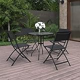 Festnight Gartenmöbel Set 4 Personen Sitzgruppe Garten Essgruppe Gartentisch Set mit 4 Stühlen Klappbar Gartengarnitur Esstisch Sitzgarnitur Stahl
