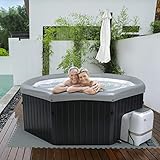 Miweba MSpa aufblasbarer Whirlpool Outdoor Tuscany F-TU061 | Achteckig 193.0 cm x 193.0 cm - 6 Personen Spa Pool aufblasbar - Ozon & UV-C Reinigung - Bis 1625 L - 40°C - Control Box - 138 Düsen - TÜV