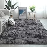 OYIMUA Hochflor Teppich 160×230 cm Anthrazit, Moderner Flauschig Teppich Wohnzimmer Kinderzimmer Deko Schlafzimmer Flur Läufer Outdoor Teppich Fellteppich Kunstfell Shaggy Einfarbig Bettvorleger