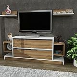 ALIDAM Tv Schrank Tv Lowboard Wohnwand Weiß Wohnzimmerschrank Modern TV Lowboard Holz Mediawand Modern Fernsehtisch