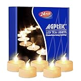 AGPTEK 24 Warm weiß Flackernde Flammenlose LED Teelicht Kerzen mit Timer-Funktion (Auto 6 und 18 Stunde Off nach Turing auf) für Hochzeit/Party Dekorationen,Batteriebetriebene