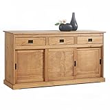 IDIMEX Sideboard Savona Kommode mit 3 Türen und 3 Schubladen, Kiefer massiv, Natur braun lackiert, Buffetschrank, Geschirrschrank, Massivholz