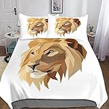 VOIV Kinder Bettwäsche Löwe Bettbezug Set, Moderne 3D Wildtiere Tier Bedruckte Kinder Jungen Kinderbett Bettbezug Set Microfaser 3 Teilig Mit Kissenbezug King（220x240cm）