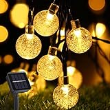 Solar Lichterkette Aussen, AISUTHA 8M 40 LED Solar 8 Modi Kristall Kugeln Wasserdicht IP65 Outdoor Solar für Garten, Terrasse, Balkon, Hochzeit