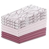 AmeliaHome 9er Set Geschirrtücher Baumwolle Küchentücher 50x70 cm Blätter Muster Letty Puderrosa Rosa