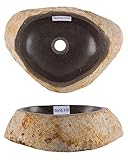 wohnfreuden 40 cm rund Naturstein Waschbecken grau Unikat Auswahl Stein Aufsatzwaschbecken Naturstein Waschbecken Badezimmer Waschbecken Bad Handwaschbecken