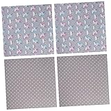 CORHAD 4 Stück Quadratische Baumwoll-Einhorn-Patchwork-Flicken Für Diy-Stoff Bedruckt Handgefertigte Bastelhandtücher Versorgung Zum Nähen Zartes Graues Quadratisches Quilttuch