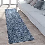 Paco Home Outdoor Teppich Wetterfest Wohnzimmer Balkon Küchenteppich Flachgewebe Sisaloptik Meliert Einfarbig, Grösse:80x250 cm, Farbe:Blau