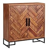 möbelando Schuhschrank 530' aus Sheesham in Braun mit 2 Türen. Abmessungen (LxBxH) 100x40x105 cm