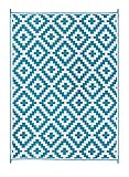 FH Home - Outdoor Camping-Teppich - wetterfest, farbecht, wendbar - recycelter Premium-Kunststoff - Geometrisch - Terrasse, Camping, Veranda - Aztec - Türkisgrün & Weiß - 270 x 360 cm
