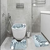 Badteppich-Set Badvorleger Toilettensitz,Winter, Ski Themen verschneite Straße Kalte Teile der Welt Fußabdrücke Colorado Vereinigte Staat,3-teiligesBadezimmerteppich-Set,WC-Garnitur rutschfest Teppich