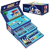 Sonic Bastelset Kinder Filzstifte und Buntstifte Schule Zeichenzubehör, 40+ Stück Art Set Bastelkoffer Ideal für Ausflüge Kindergarten Malset Jungen Mädchen, Geschenke für Kinder Malzubehörsets