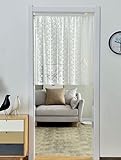 Devola Scheibengardinen Türgardine Kurz Gardinen Jacquard Transparent Bistrogardine Blumenmuster Terrassentür Gardine Küchengardinen Spitze kurzstores Gardinene BxH 90x60cm Weiß 1 Stück