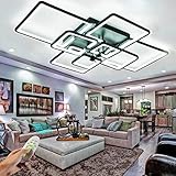 LED Deckenleuchte Dimmbar,Wohnzimmerlampe Deckenleuchte Mit Fernbedienung,120W Schwarz Deckenlampe LED mit 8 Rechteck Modern Schlafzimmer Wohnzimmer Multifunktional Deckenbeleuchtung 3000K-6000K