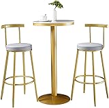 SONLED Bistro-Pub-Tisch, rund, Barhöhe, Cocktailtisch, Bartisch, 55,9 cm, runde Marmor-Tischplatte, goldene solide Basis (Größe: Höhe: 75 cm)