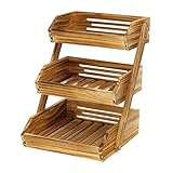 CALM COZY Obstkorb aus Holz 3 Etagen, Gemüsekorb Obst Etagere, Aufbewahrung Halter für Obst, Kuchen, Süßigkeiten