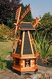 Deko-Shop-Hannusch Große Windmühlen wahlweise mit Solarbeleuchtung - Höhe 1,30 oder 1,45 Meter, Farbe|Größe:1.28m dunkel Solar