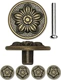 FUXXER®- 4x Antike Möbel-Griffe, Schubladen-Knöpfe, Landhaus Vintage Design Bronze Eisen Messing Möbel Schränke Kommoden Küche Buffet, 30 x 15mm, Flower, 4er Set